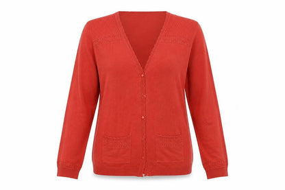 Front view of Isle women’s pink cardigan jumper, size L