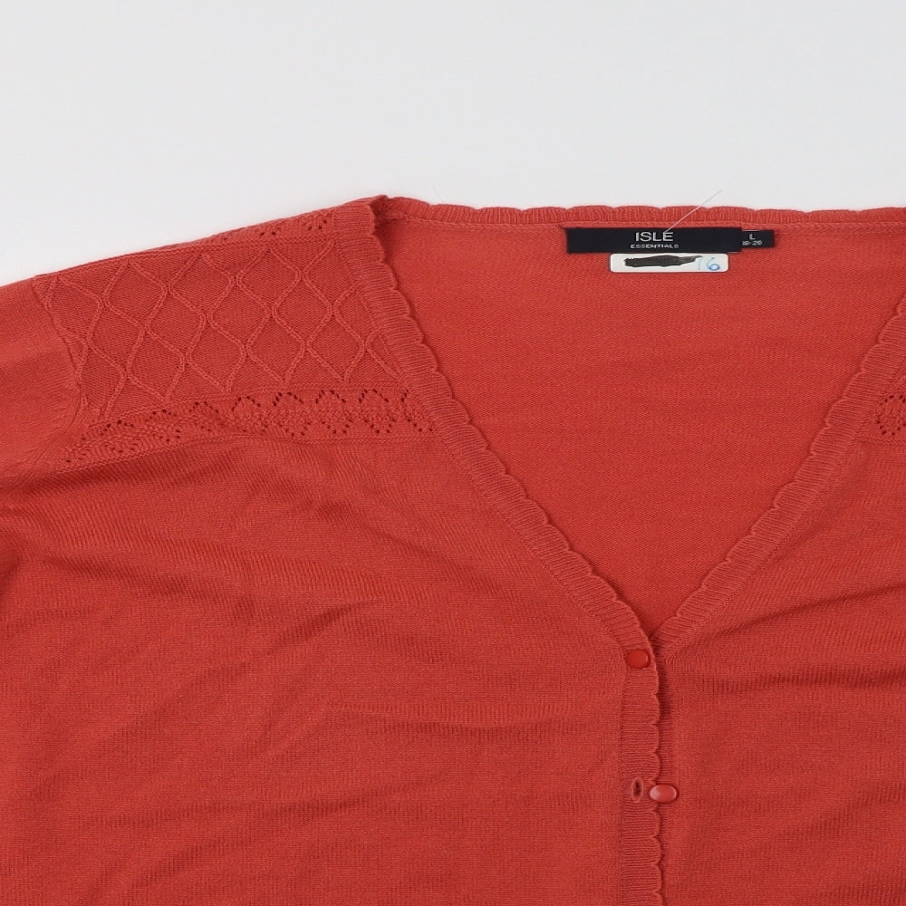 Womens UK Size L Isle Pink Cardigan Jumper