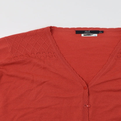 Womens UK Size L Isle Pink Cardigan Jumper