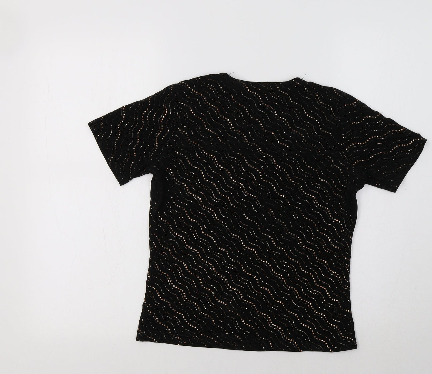 C.M.D Womens Black Geometric  Basic Blouse Size M