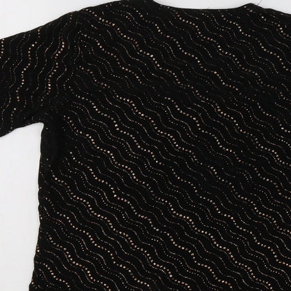 C.M.D Womens Black Geometric  Basic Blouse Size M