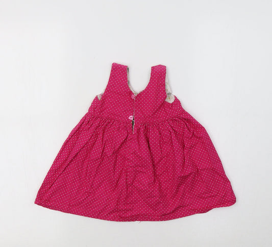 Preworn  Pink Polka Dot  A-Line  Size 12-18 Months  - Reversible
