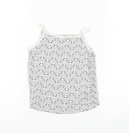 Primark Girls Multicoloured Animal Print  Basic Tank Size 4-5 Years  - Panda