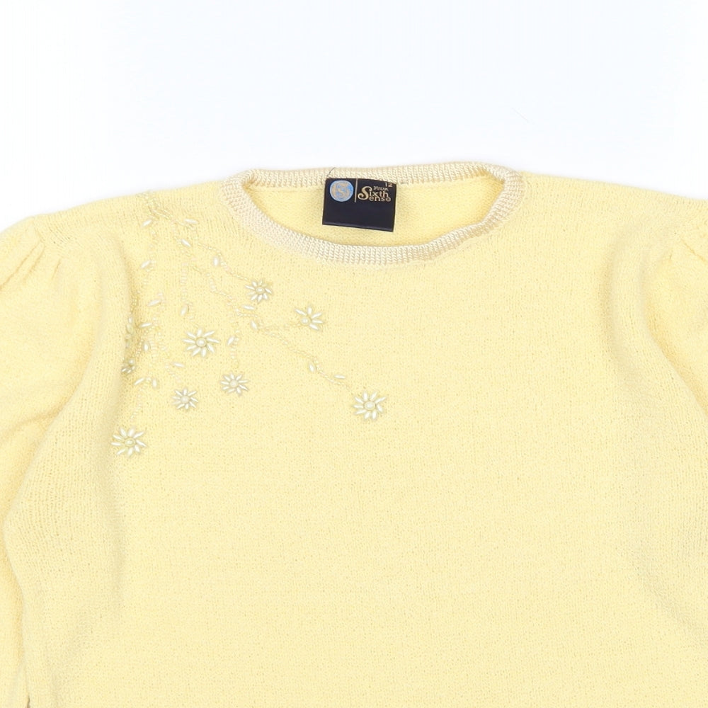 Womens UK Size 12 Your Sixth Sense Yellow Pullover Jumper