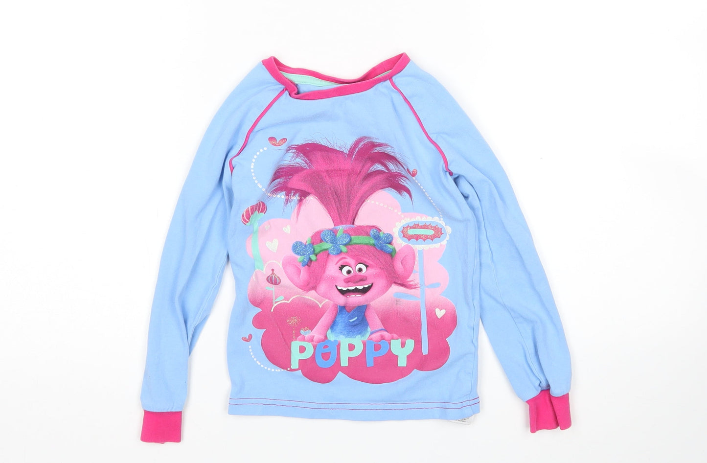 character.com Girls Blue   Top Pyjama Top Size 7 Years  - trolls
