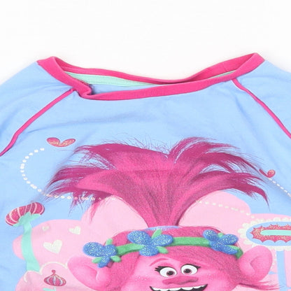 character.com Girls Blue   Top Pyjama Top Size 7 Years  - trolls