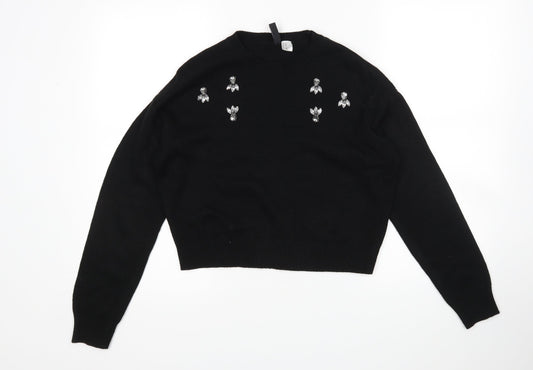 Womens UK Size XS H&M Black Pullover Jumper