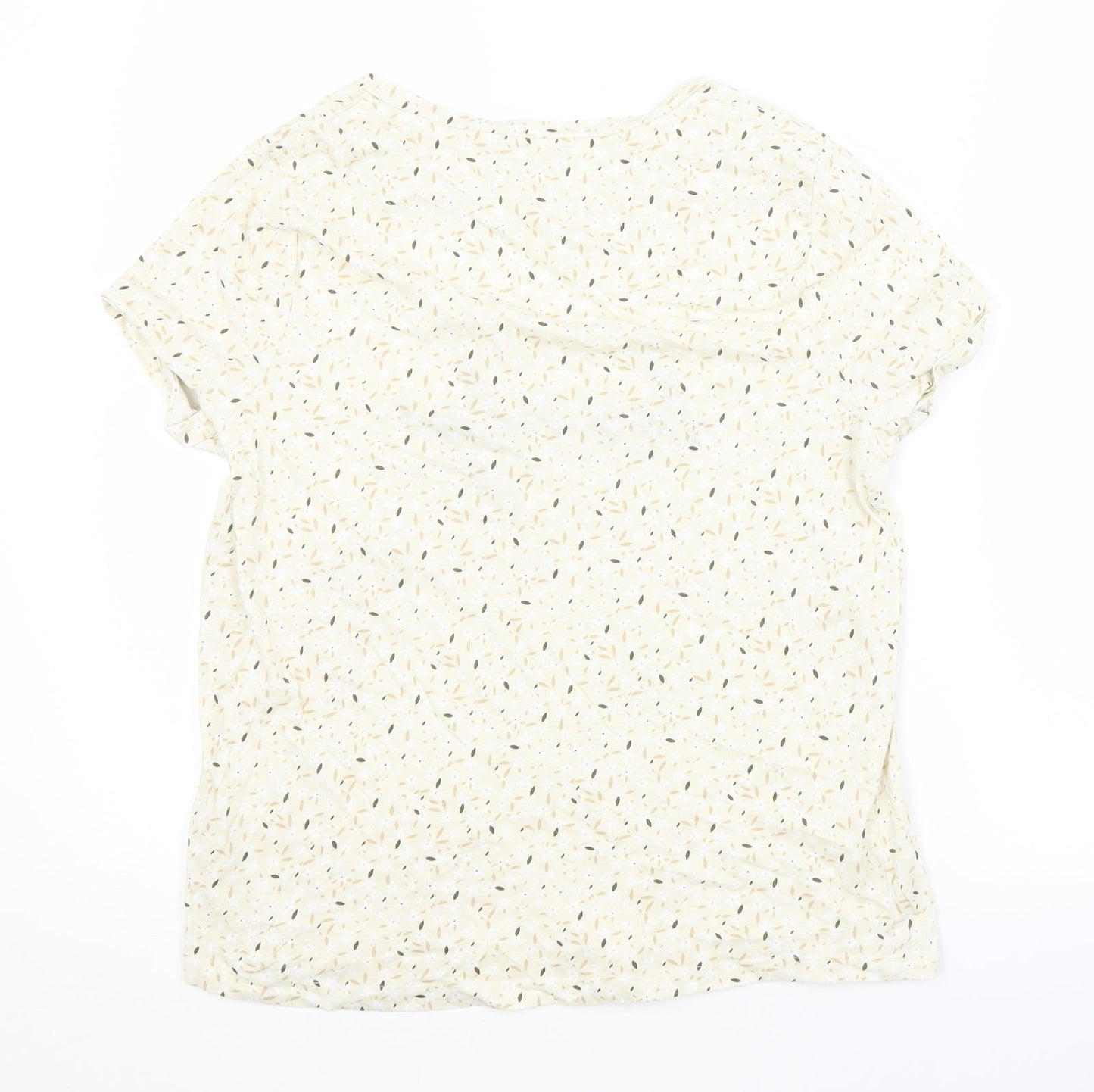 TU Womens Beige Floral  Basic T-Shirt Size 12