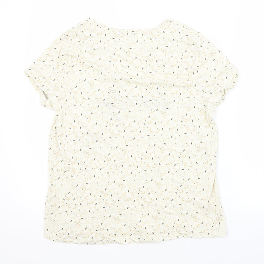 TU Womens Beige Floral  Basic T-Shirt Size 12