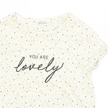 TU Womens Beige Floral  Basic T-Shirt Size 12