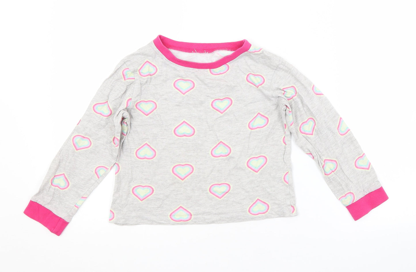 Preworn Girls Grey Geometric  Basic T-Shirt Size 5-6 Years