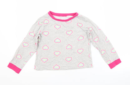 Preworn Girls Grey Geometric  Basic T-Shirt Size 5-6 Years