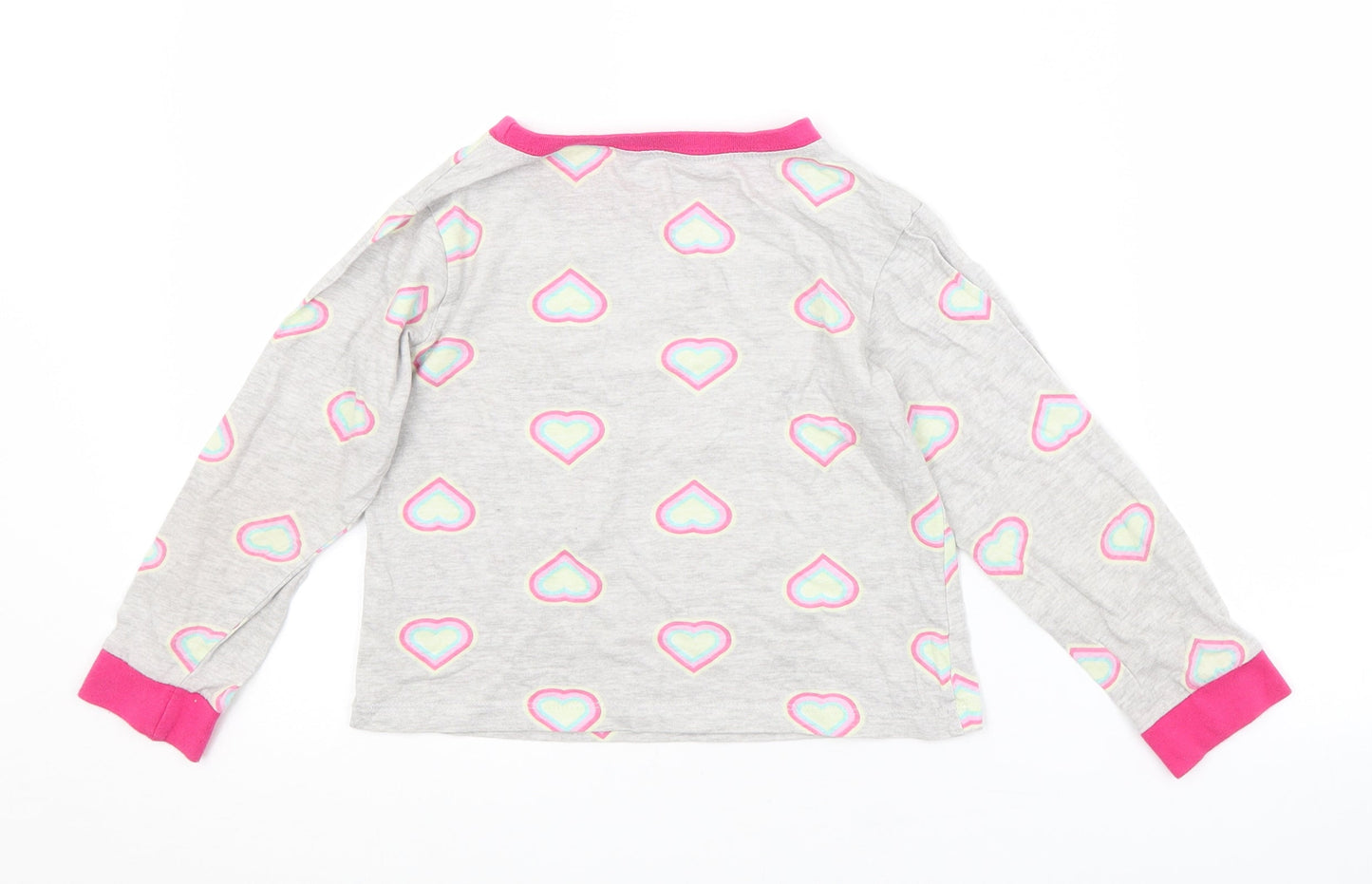 Preworn Girls Grey Geometric  Basic T-Shirt Size 5-6 Years