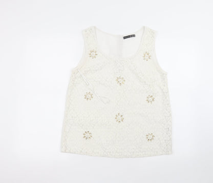 Womens UK Size 10 Atmosphere White Basic T-Shirt