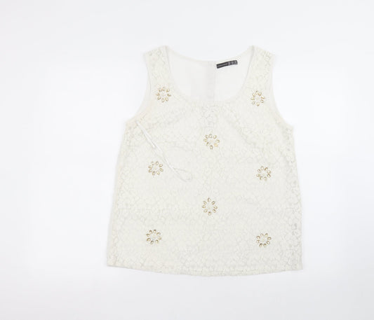 Womens UK Size 10 Atmosphere White Basic T-Shirt