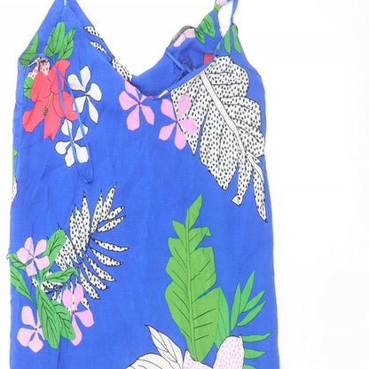 George Womens Blue Floral  A-Line  Size 8