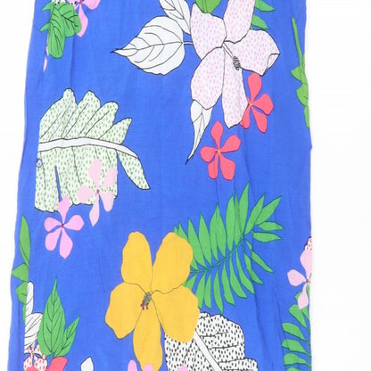 George Womens Blue Floral  A-Line  Size 8