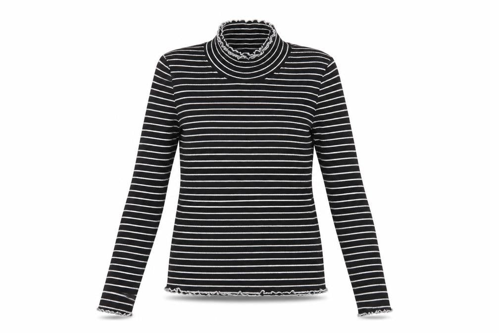 Essentials Womens Black Striped  Basic T-Shirt Size 12