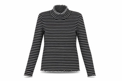 Essentials Womens Black Striped  Basic T-Shirt Size 12