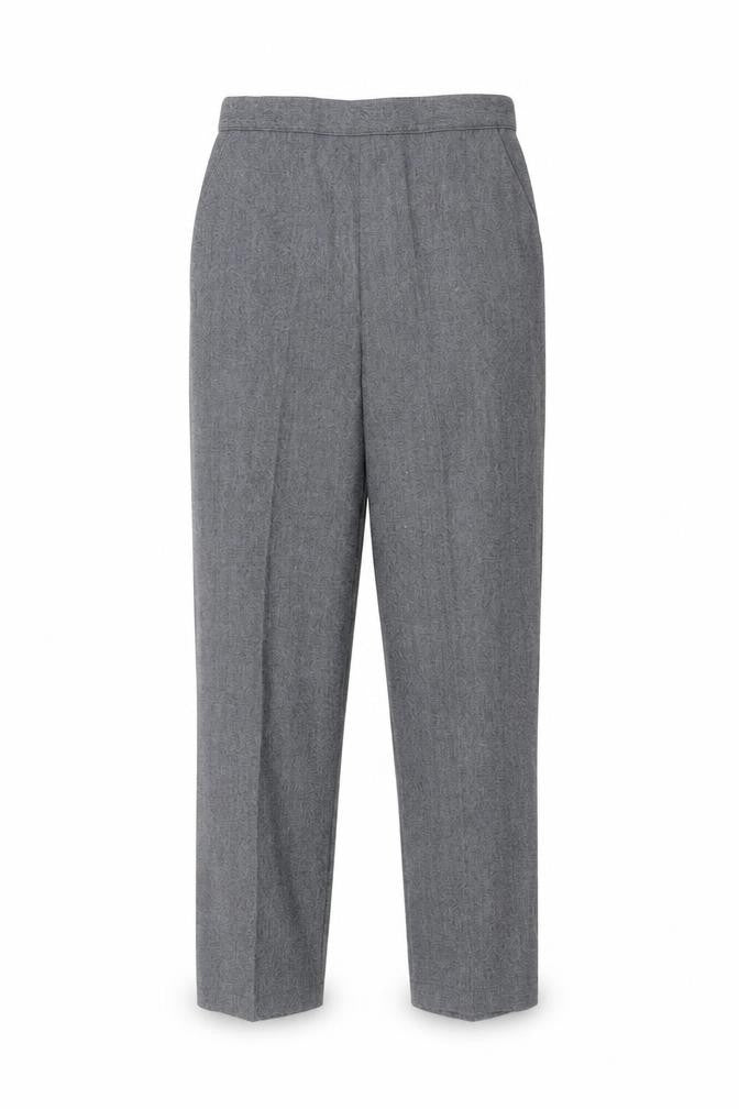 Front view of emma collection women’s grey trousers, size UK 10, 25-inch leg