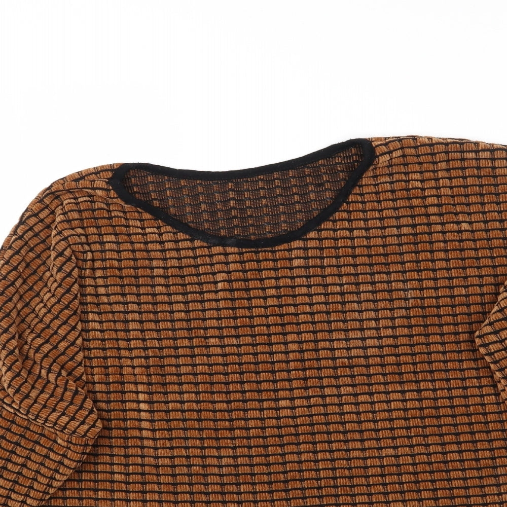 Womens UK Size L Preworn Brown Basic Blouse