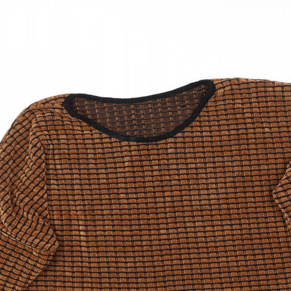 Womens UK Size L Preworn Brown Basic Blouse
