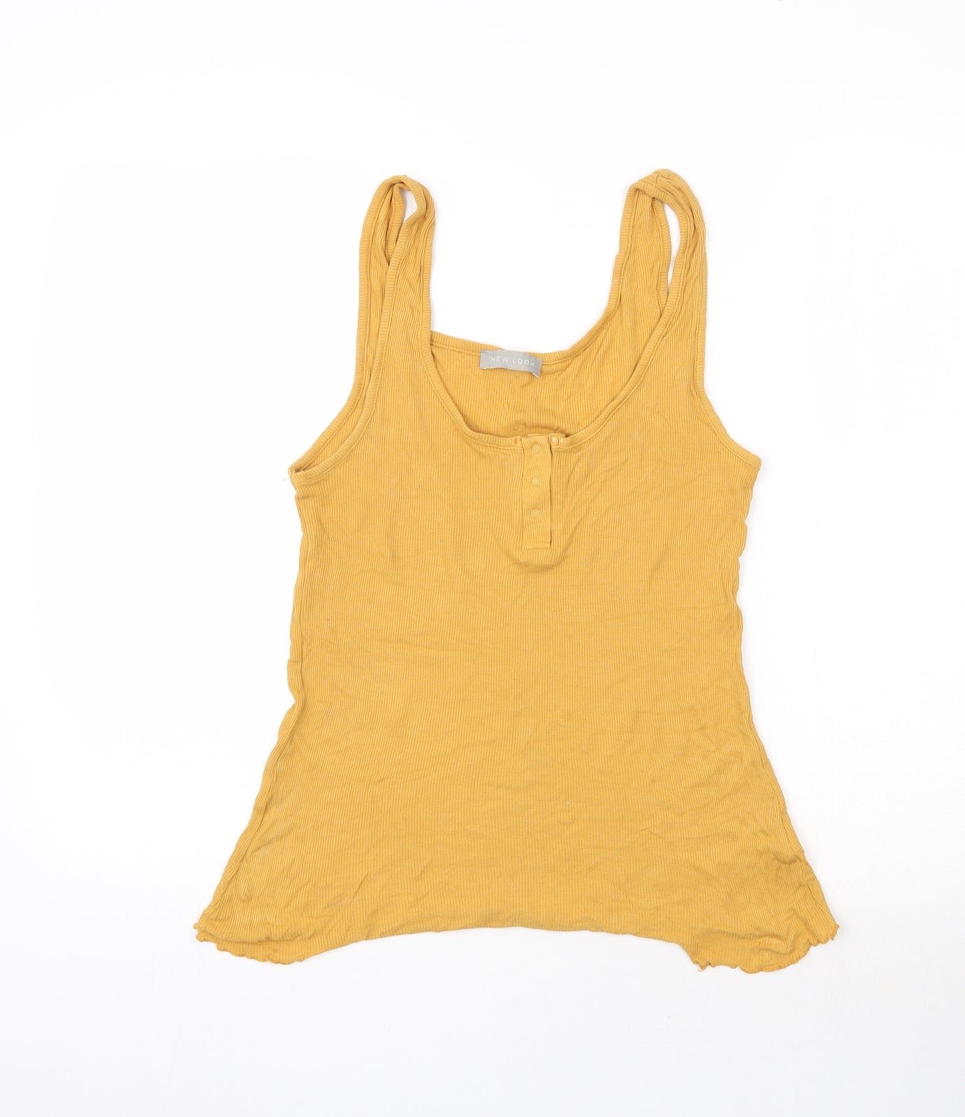 Womens UK Size M New Look Yellow Basic Tank
