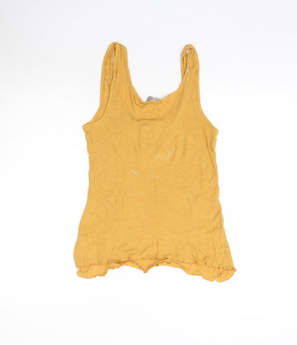 Womens UK Size M New Look Yellow Basic Tank