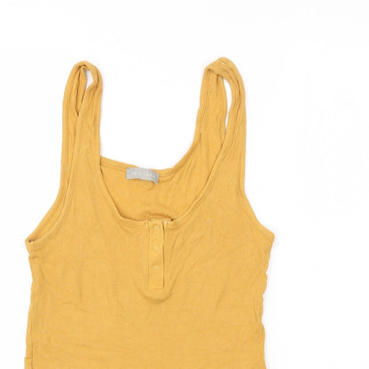 Womens UK Size M New Look Yellow Basic Tank