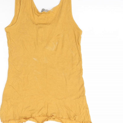 Womens UK Size M New Look Yellow Basic Tank