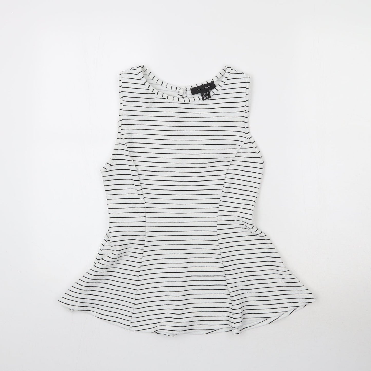 Atmosphere Womens White Striped  Basic Blouse Size 10