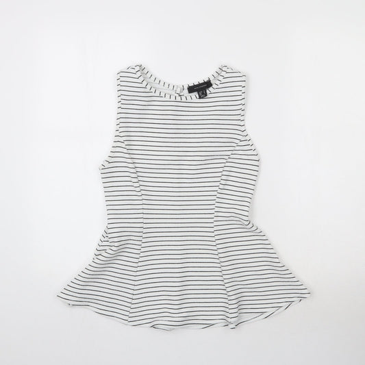 Atmosphere Womens White Striped  Basic Blouse Size 10
