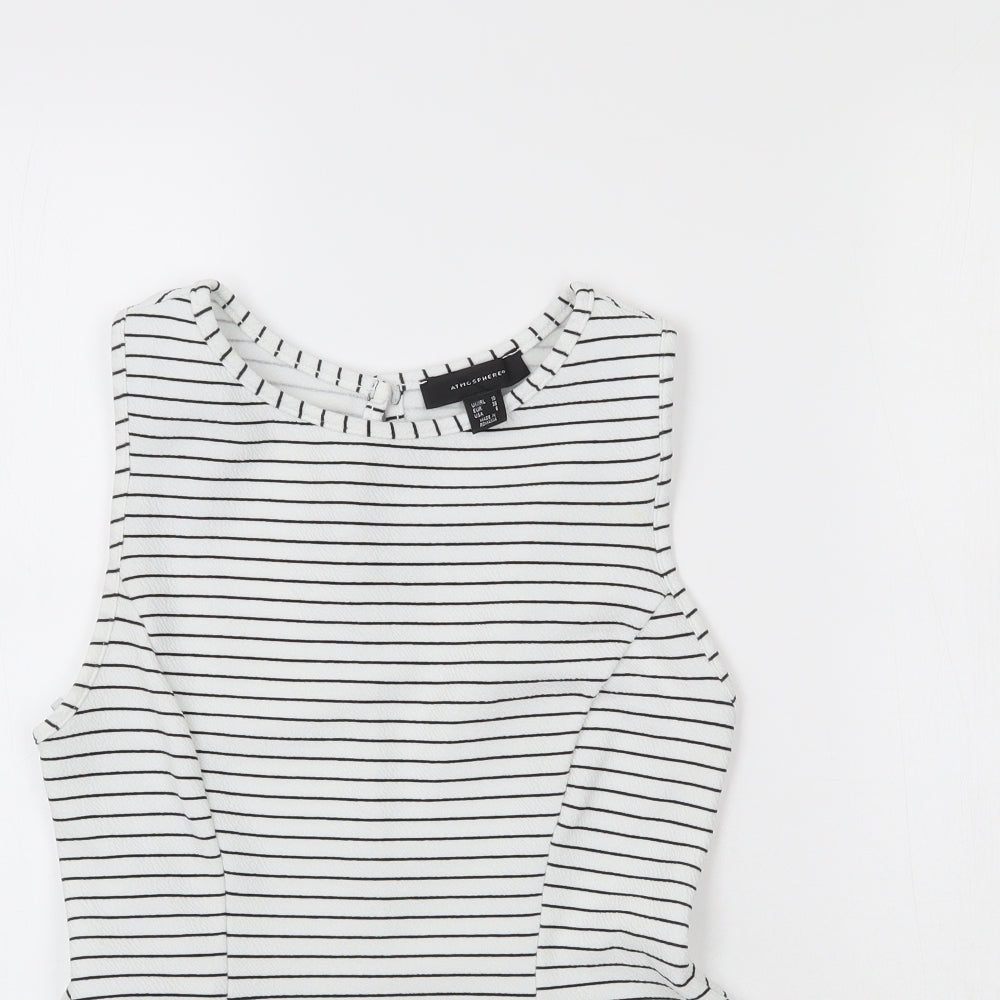 Atmosphere Womens White Striped  Basic Blouse Size 10