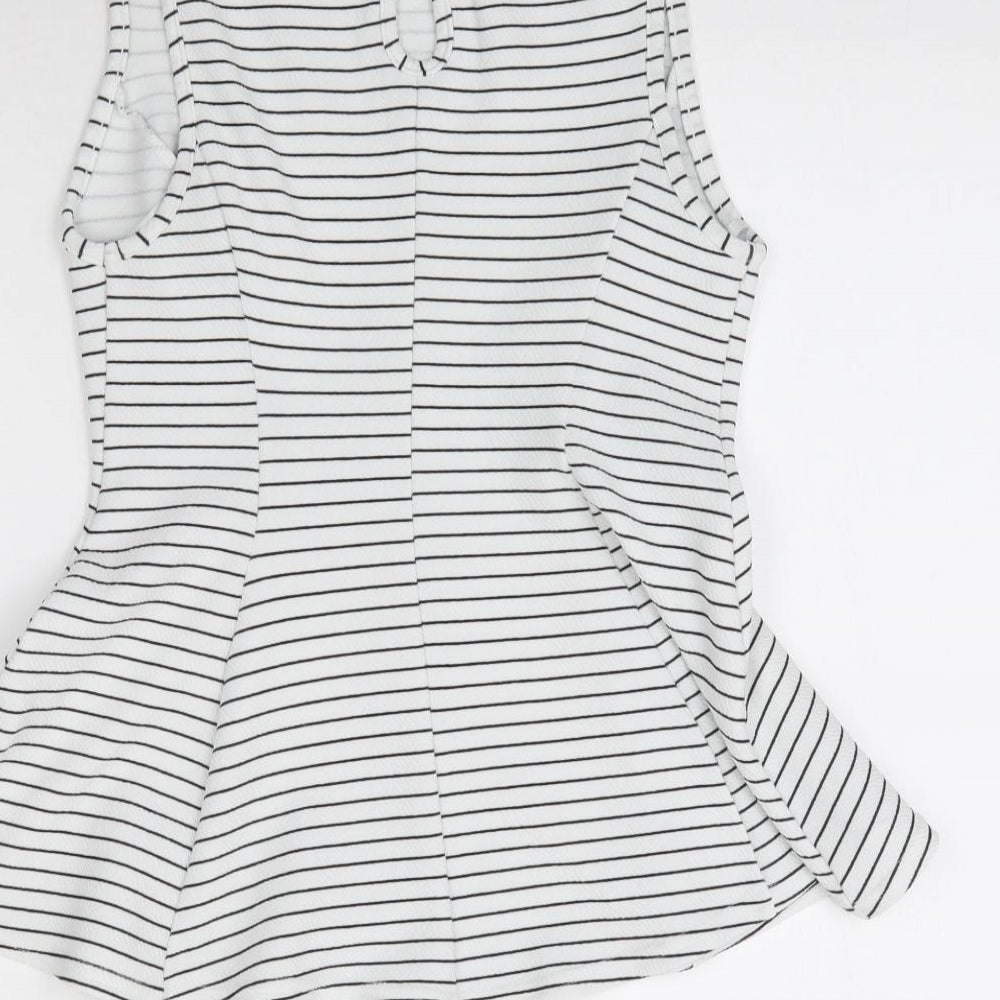 Atmosphere Womens White Striped  Basic Blouse Size 10