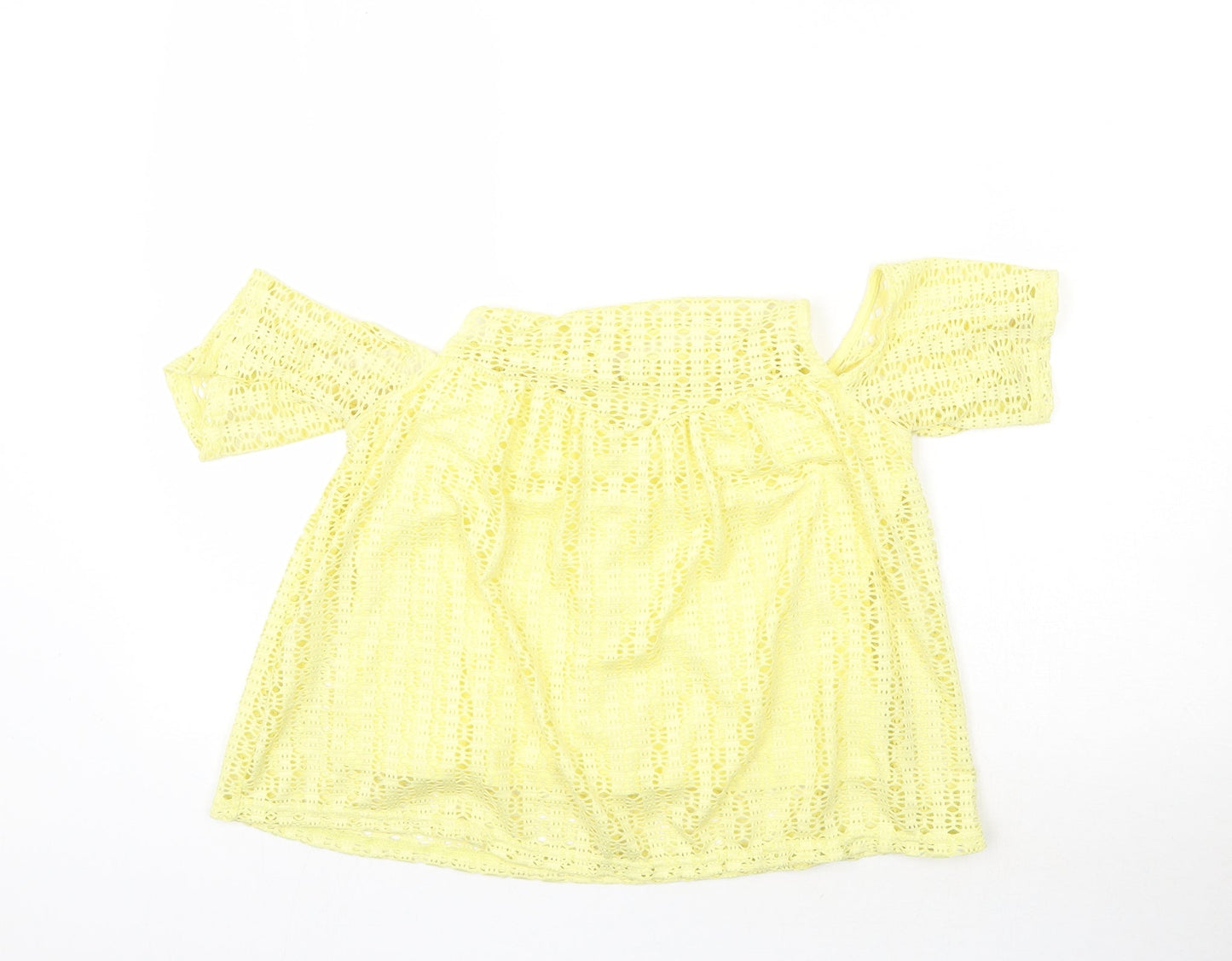 Womens UK Size 8 River Island Yellow Basic Blouse