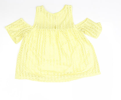 Womens UK Size 8 River Island Yellow Basic Blouse