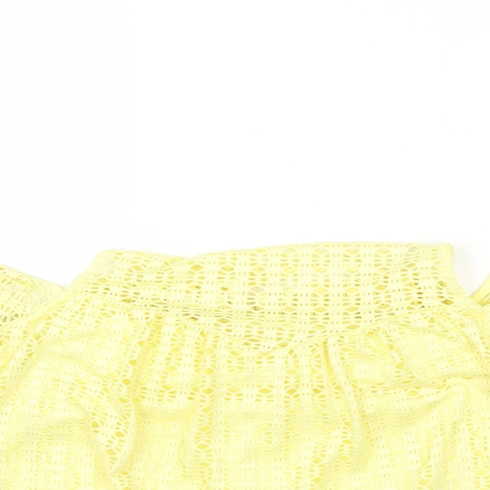 Womens UK Size 8 River Island Yellow Basic Blouse