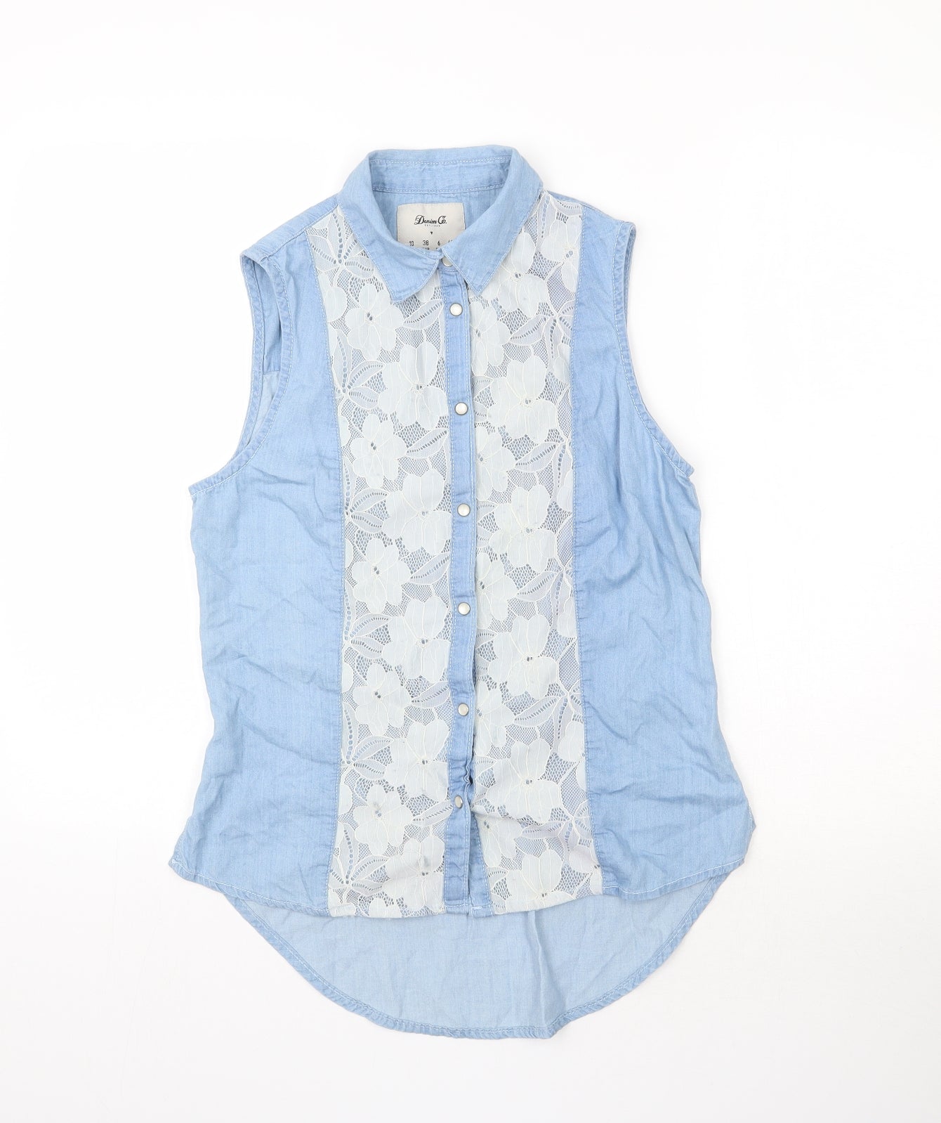 Denim Co. Womens Blue  Denim Basic Button-Up Size 10