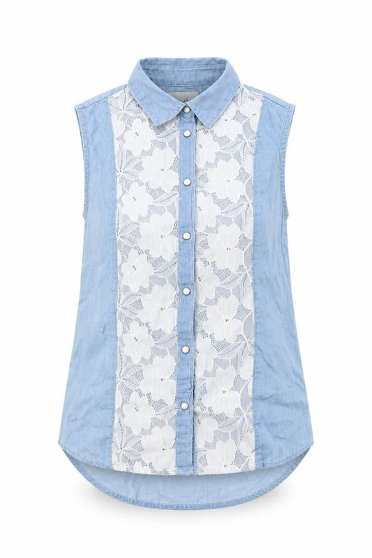 Denim Co. Womens Blue  Denim Basic Button-Up Size 10