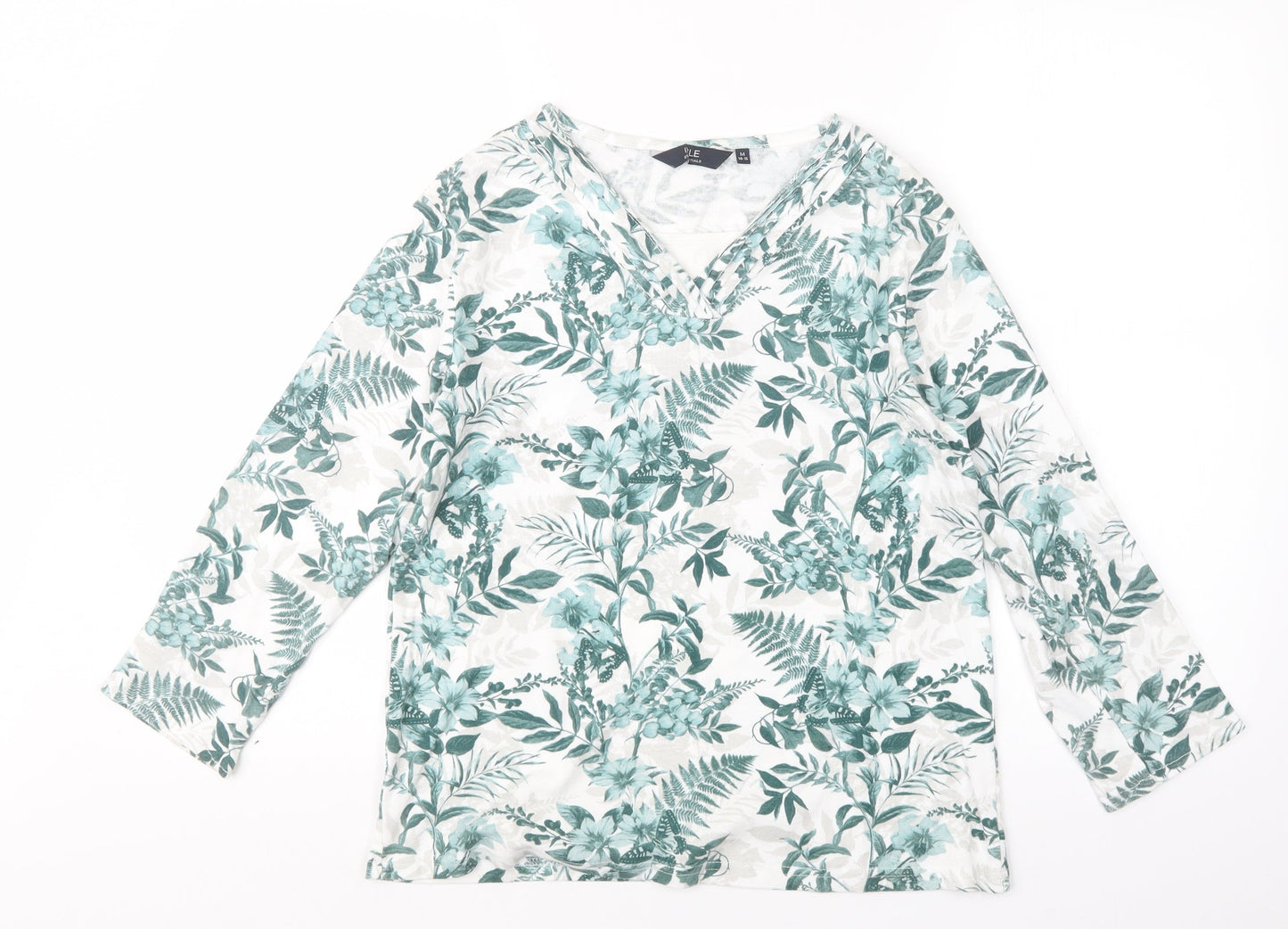 EWM Womens Green Geometric  Basic T-Shirt Size 14