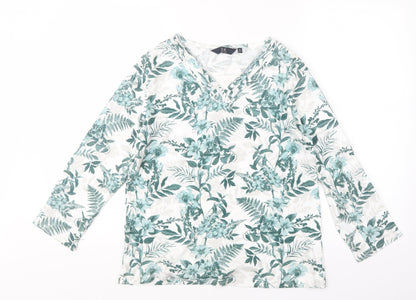 EWM Womens Green Geometric  Basic T-Shirt Size 14