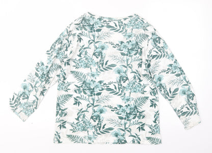 EWM Womens Green Geometric  Basic T-Shirt Size 14