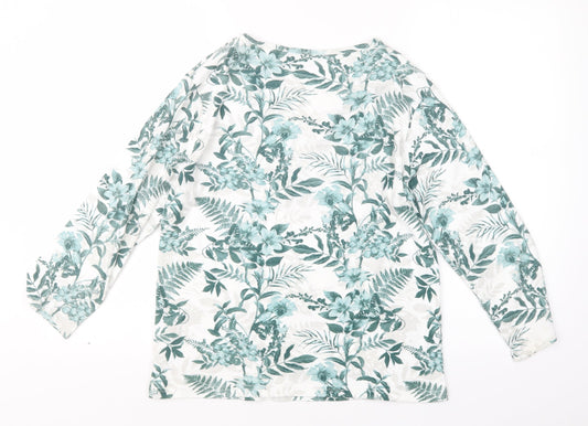 EWM Womens Green Geometric  Basic T-Shirt Size 14