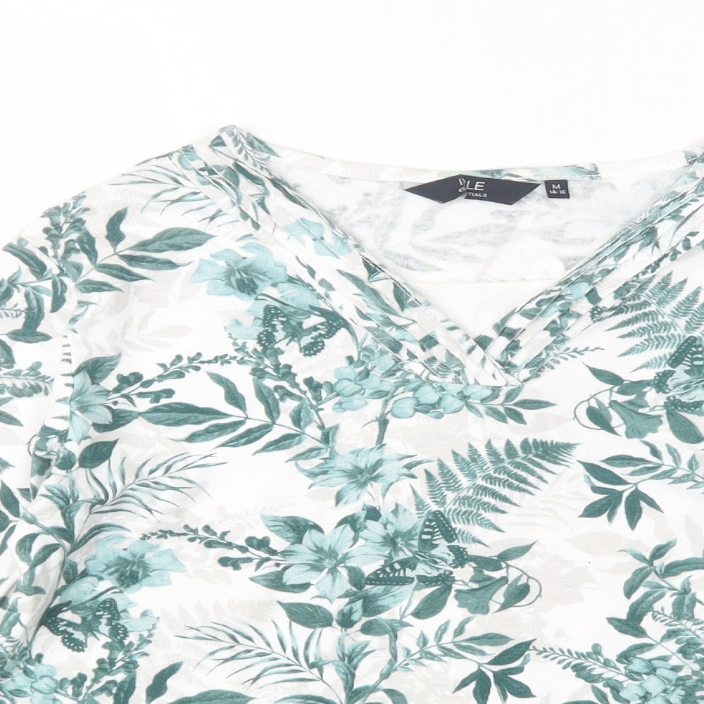 EWM Womens Green Geometric  Basic T-Shirt Size 14