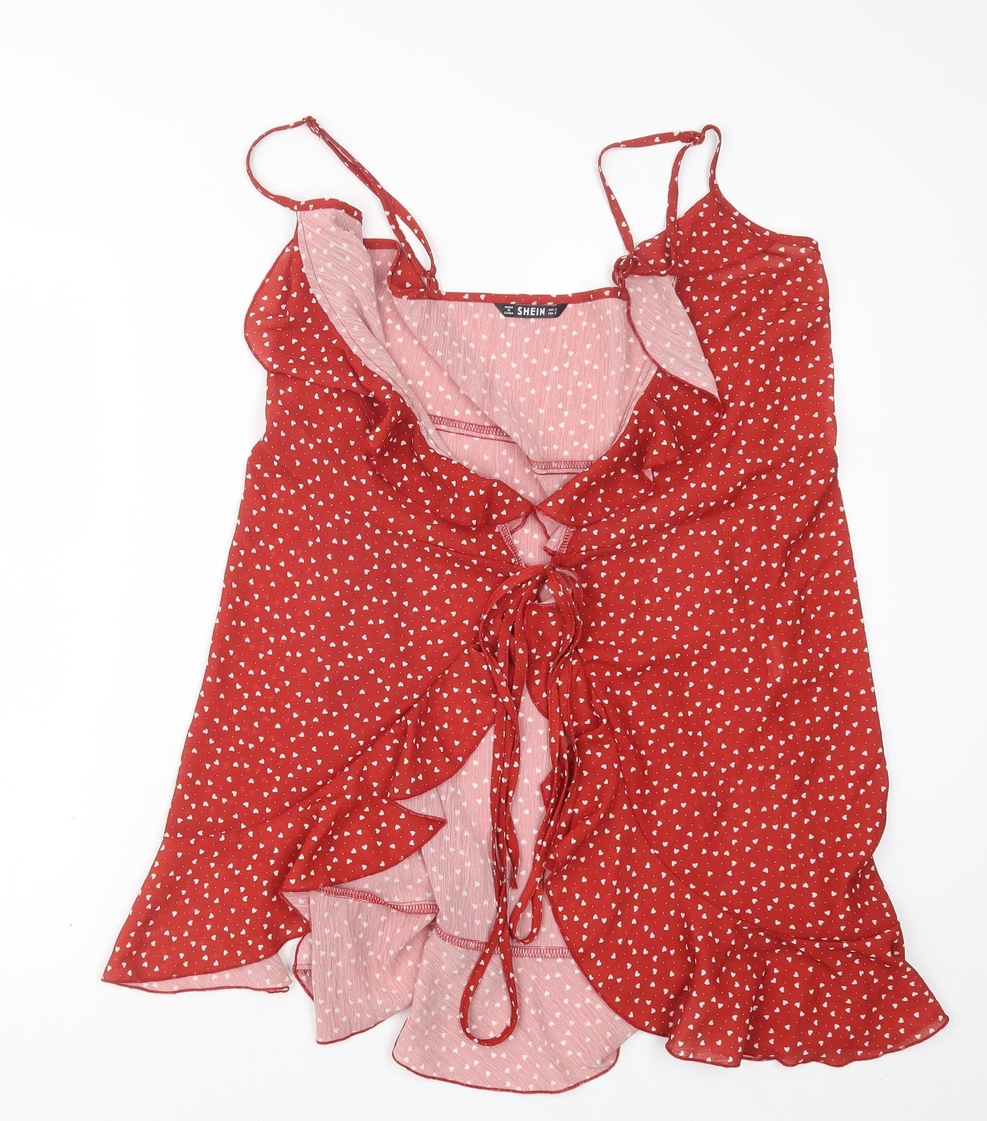 SheIn Womens Red Geometric  Basic Blouse Size S