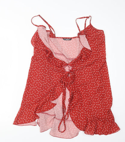 SheIn Womens Red Geometric  Basic Blouse Size S