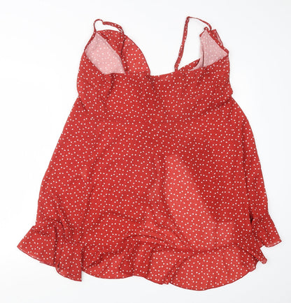 SheIn Womens Red Geometric  Basic Blouse Size S