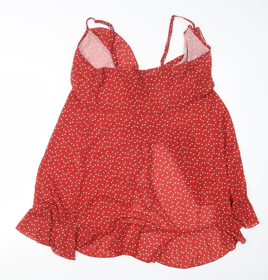 SheIn Womens Red Geometric  Basic Blouse Size S