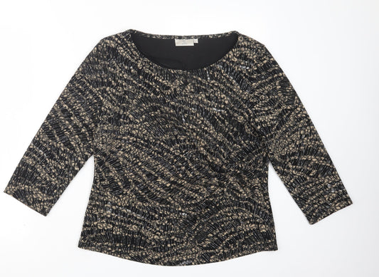 cc Womens Black Geometric  Basic Blouse Size L