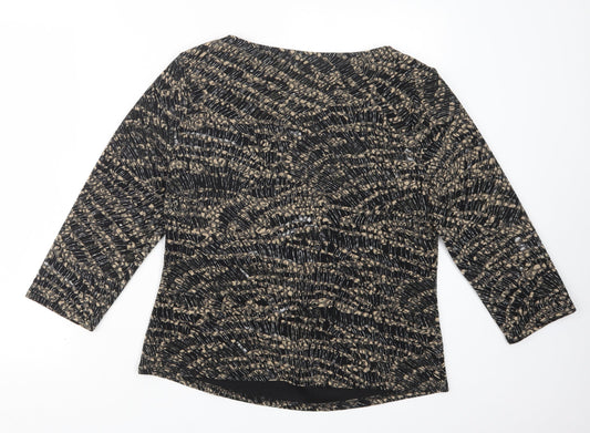 cc Womens Black Geometric  Basic Blouse Size L